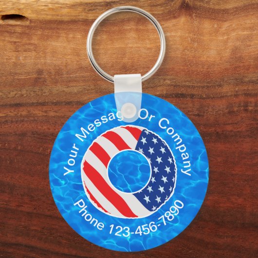Business Swimming Pool Theme Message Sleutelhanger (Voorkant)