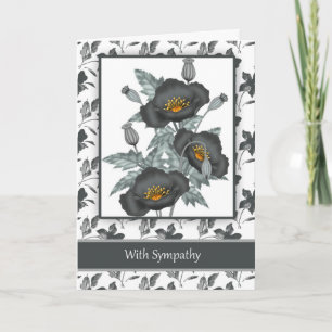 Business Sympathy Stylish Black en Gold Poppies Kaart