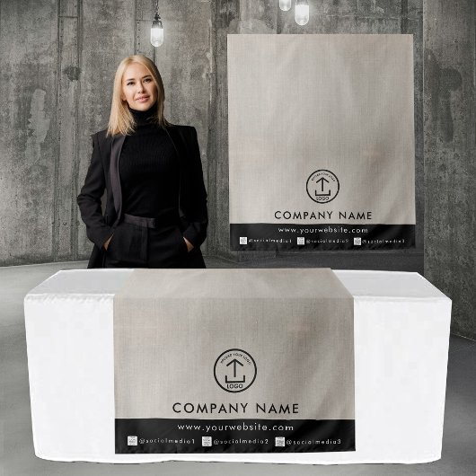 Business Table Runner Banner Linen Logo Social Wandkleed