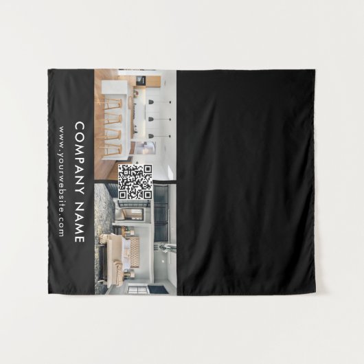 Business Table Runner Banner Vastgoed QR-code Wandkleed (Voorkant (horizontaal))