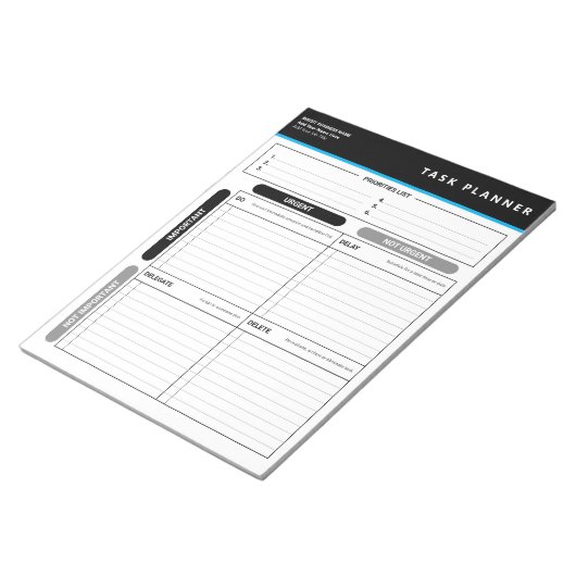 Business Task Planner Priority Matrix Notepad Notitieblok (Schuin)