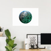 Business Technology Global Network met Futuristic Poster (Thuiskantoor)