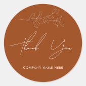 Business Terracotta Foliage Hartelijk dank, Sticke Ronde Sticker (Voorkant)