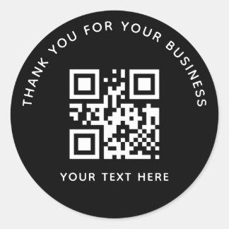 Business Thank You Custom QR Code Black Ronde Sticker