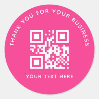 Business Thank You Custom QR Code Pink Ronde Sticker