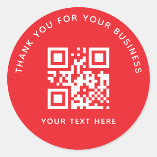 Business Thank You Custom QR Code Red Ronde Sticker
