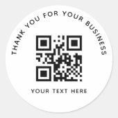 Business Thank You Custom QR Code White Ronde Sticker (Voorkant)