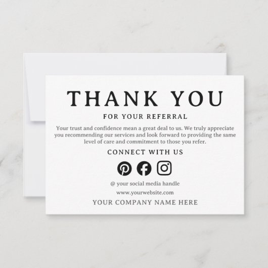  Business Thank You For Your Referral Card (Voorkant)
