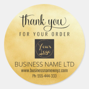 Business Thank You Gold Black Voeg uw Logo-klasse  Ronde Sticker