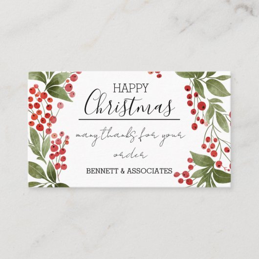 Business Thank You happy holidays christmas insert Visitekaartje (Voorkant)