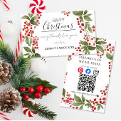 Business Thank You happy holidays christmas insert Visitekaartje