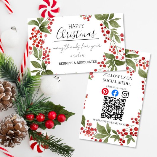 Business Thank You happy holidays christmas insert Visitekaartje