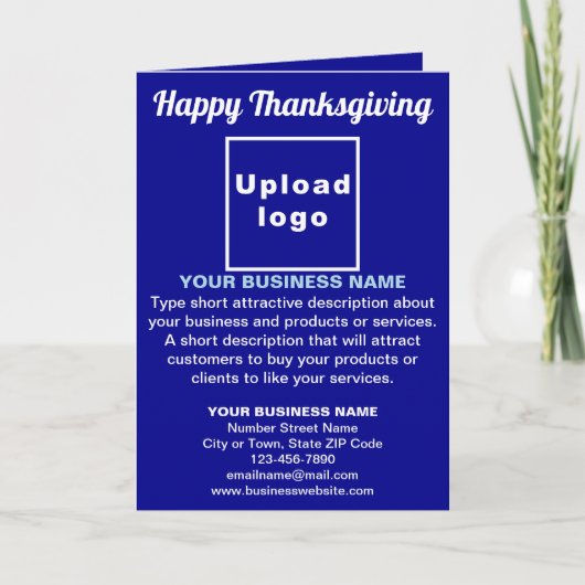 Business Thanksgiving Blue Folded Wenskaart Kaart (Voorkant)