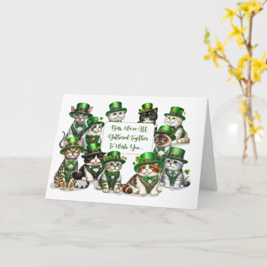 Business to Boss St Patrick's Day voor groepskatte Kaart (Gele Bloem)