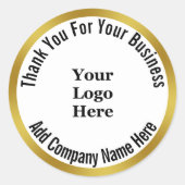 Business Uw Logo hier Dank u Ronde Sticker (Voorkant)