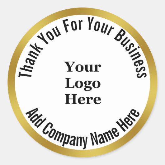 Business Uw Logo hier Dank u Ronde Sticker (Voorkant)