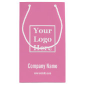 Business Uw Logo Hier Sjabloon op Roze Klein Cadeauzakje (Achterkant)