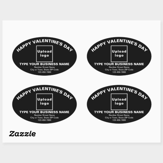Business Valentijn Greeting on Black Oval Sticker (Vel)