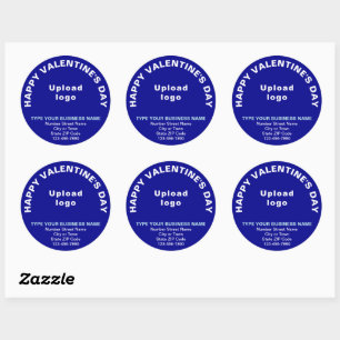 Business Valentijn Greeting on Blue Round Sticker