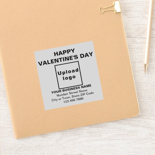 Business Valentijn Greeting on Gray Square Vinyl Sticker (Notitieboek)