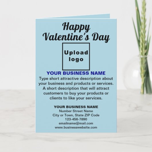 Business Valentijn Light Blue Folded Wenskaart Kaart (Voorkant)