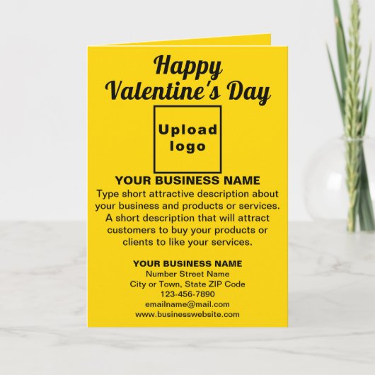 Business Valentijn Yellow Folded Wenskaart Kaart (Voorkant)