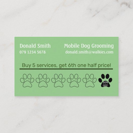Business voor Mobile Dog Pet Grooming Service Klantenkaartje (Achterkant)