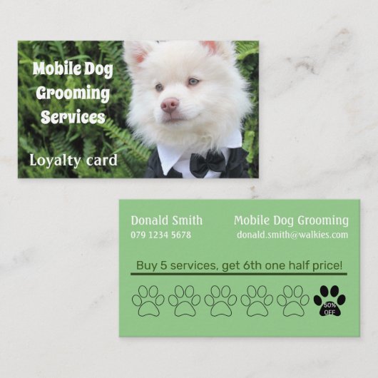 Business voor Mobile Dog Pet Grooming Service Klantenkaartje (Voorkant / Achterkant)