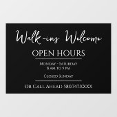 Business Walk-ins Welkom en Open Uren Raamsticker (Vel)