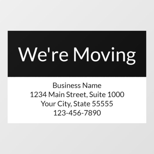 Business We verplaatsen aankondiging zwart-wit Raamsticker (Vel)