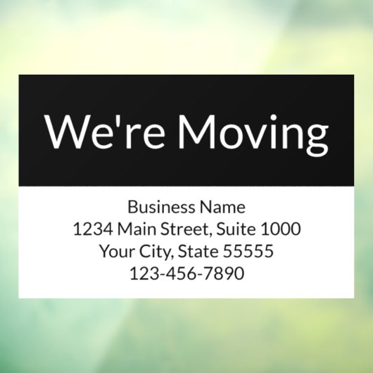 Business We verplaatsen aankondiging zwart-wit Raamsticker (Vel 3)