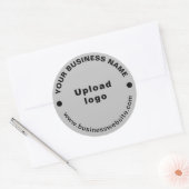 Business Website op Grey Round Sticker (Envelop)