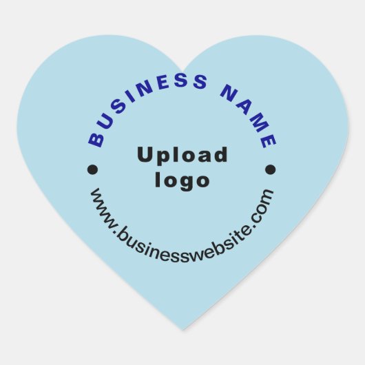 Business Website over Light Blue Heart Shape Stick Hart Sticker (Voorkant)