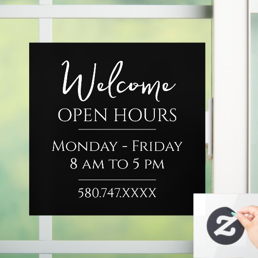 Business Welkomsttijden Alleen de basis Raamsticker (Huis)