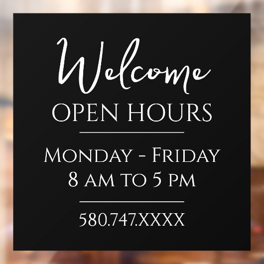 Business Welkomsttijden Alleen de basis Raamsticker (Vel 2)