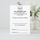 Business White Cadeaubon Informatiekaartje (Staand voorkant)