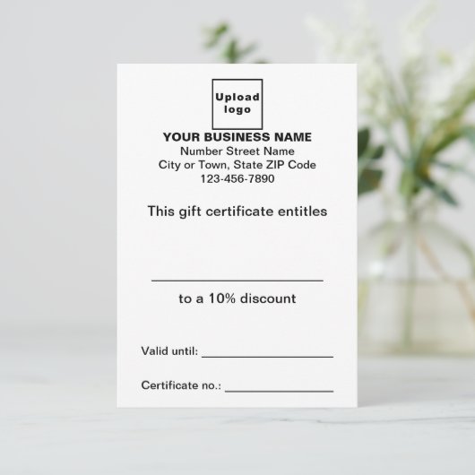 Business White Cadeaubon Informatiekaartje (Staand voorkant)
