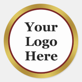 Business White Dark Red en Gold Your Logo hier Ronde Sticker