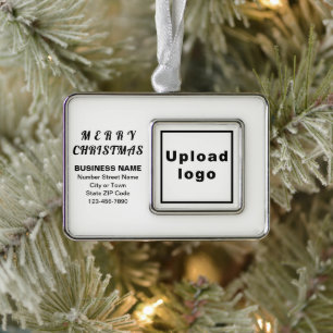 Business White Framed Rectangle kerstversiering Verzilverd Omlijst Ornament