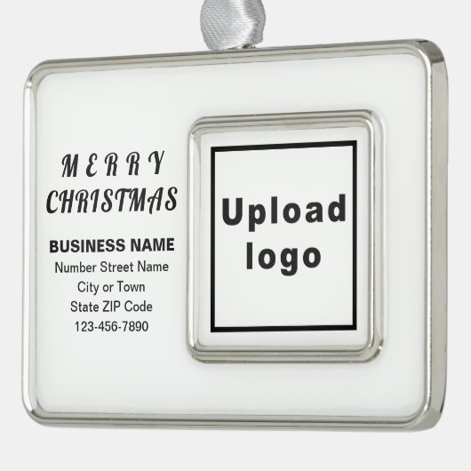 Business White Framed Rectangle kerstversiering Verzilverd Omlijst Ornament (Links)