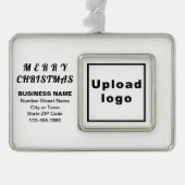 Business White Framed Rectangle kerstversiering Verzilverd Omlijst Ornament (Voorkant)