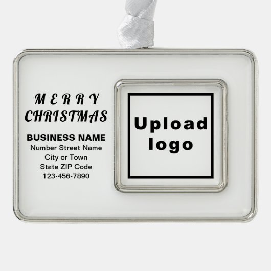 Business White Framed Rectangle kerstversiering Verzilverd Omlijst Ornament (Voorkant)