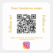 Business white gold qr code cocial media index vierkante sticker (Voorkant)