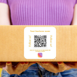 Business white gold qr code cocial media index vierkante sticker