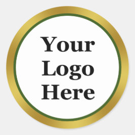 Business White Green en Gold Your Logo Ronde Sticker