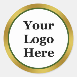 Business White Green en Gold Your Logo Ronde Sticker