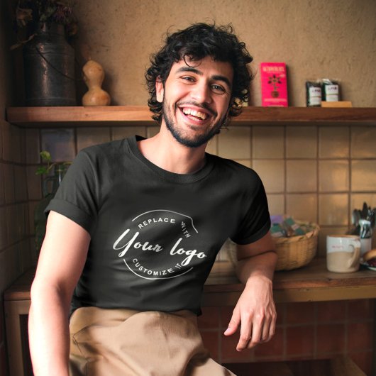 Business white logo met social handle Employee T-shirt