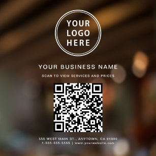 Business White Logo QR-code Raamsticker