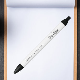 Business white name monogramed zwarte inkt pen