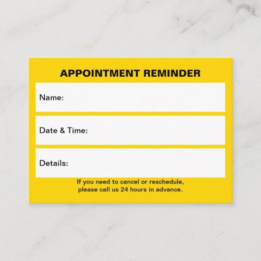 Business Yellow Appointation Card Afsprakenkaartje (Voorkant)